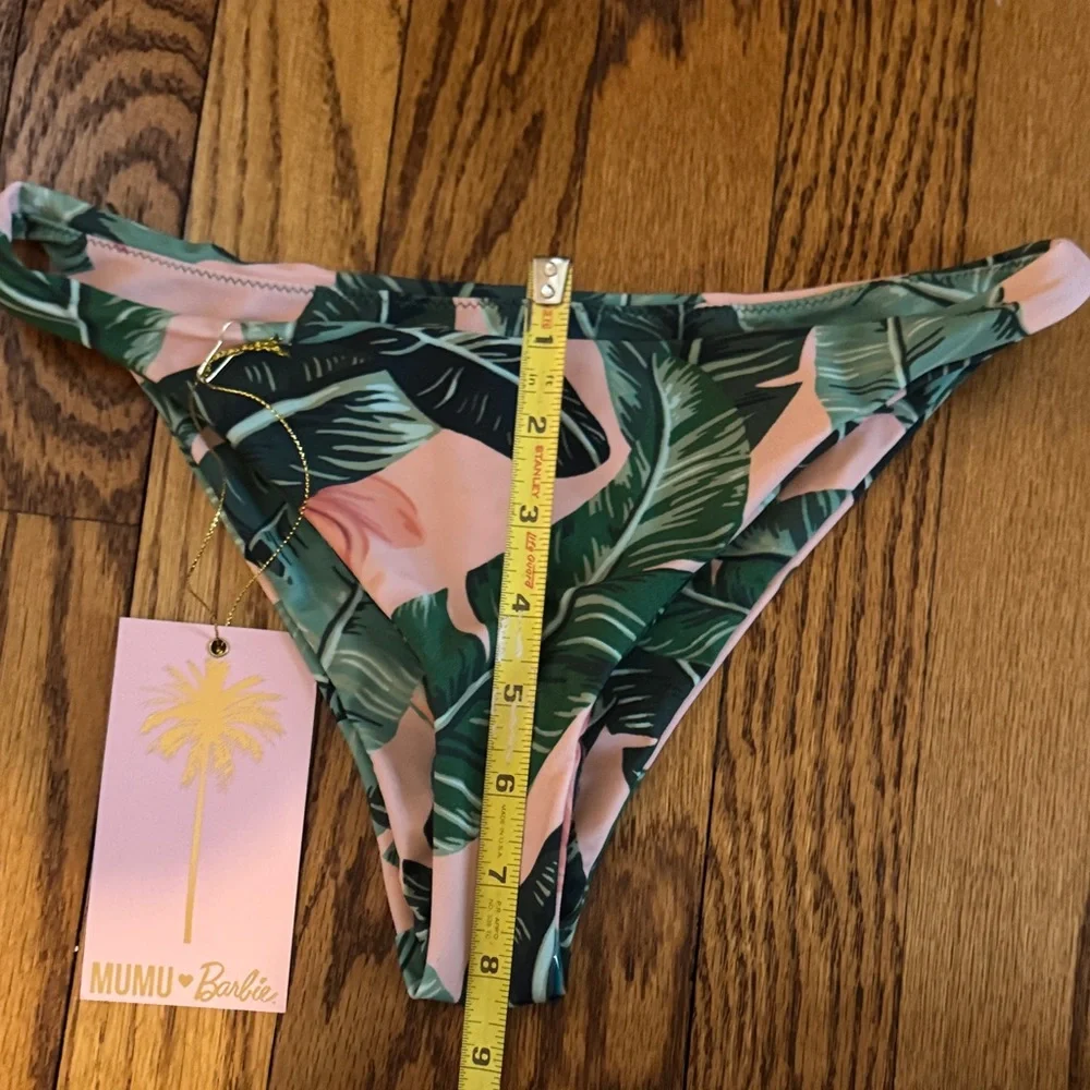 MUMU Barbie Tropical Leaf Print Bikini Bottom NWT 2018 Mattel Cheeky - Picture 9 of 9
